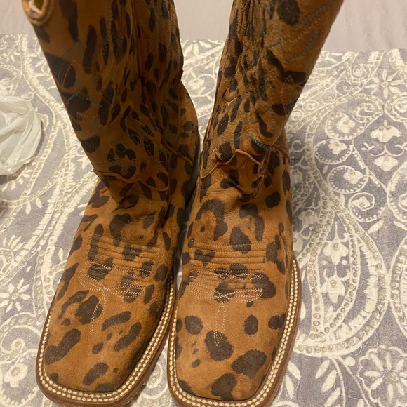 Cavendars Exotic Square Toe animal leopard print Cowboy Boots size 6.5 - Picture 6 of 7